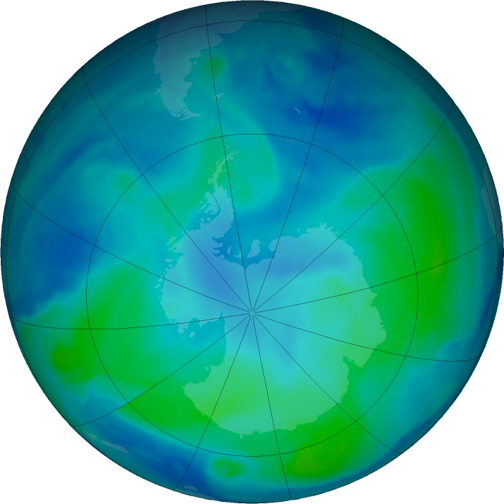 Antarctic ozone map for 19 February 2021